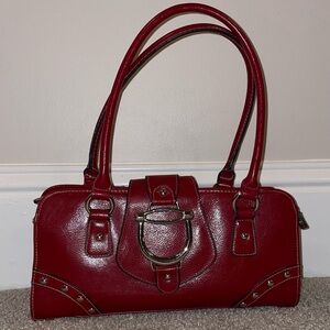 Elegant Red Faux Leather Handbag